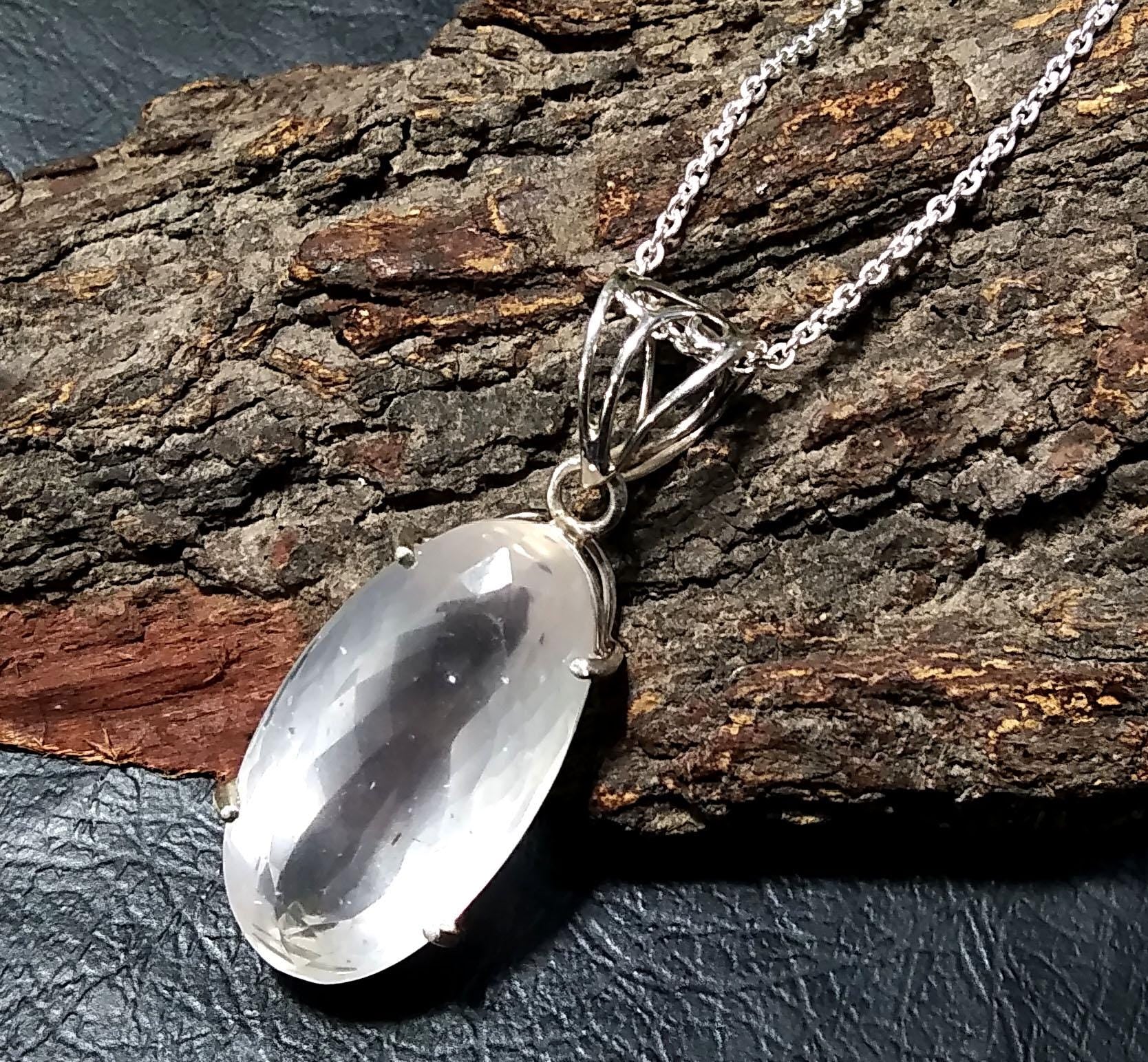 Rose Quartz Pendant, 925 Starling Silver Chain Pendant, Natural Rose Quartz Stone Pendant, Handmade Jewelry Stone Size 30x16 mm Gift Pendant